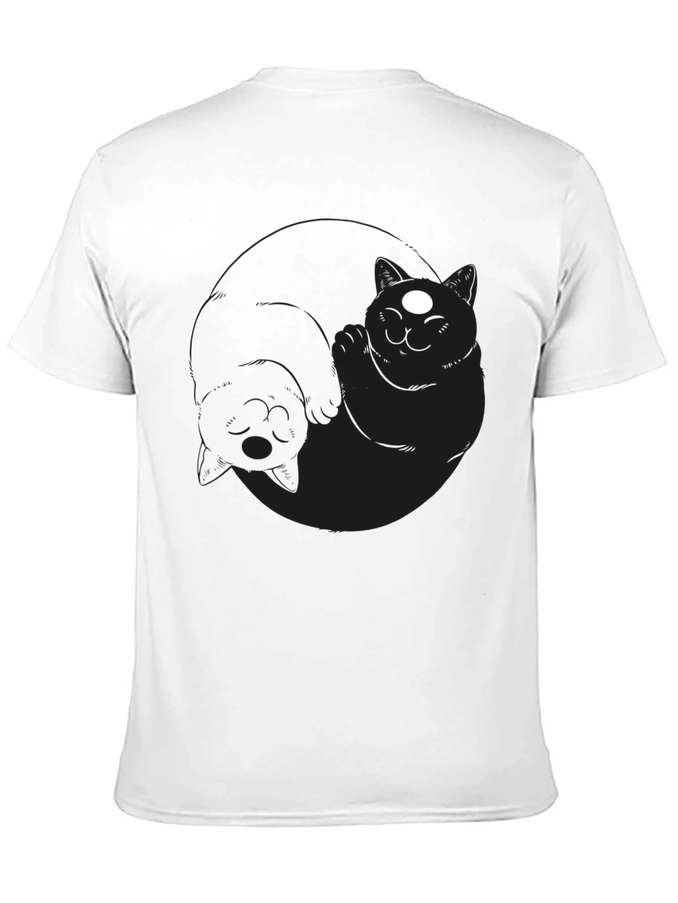 Black Yin Yang Cats Black T-Shirt view 11