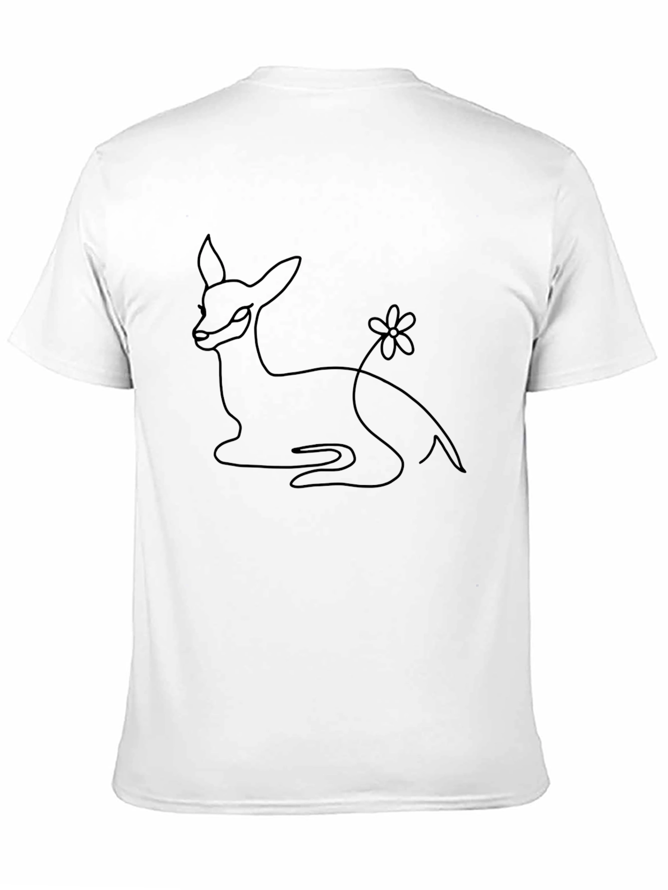 Black Minimalist Deer & Flower Graphic Tee - Unisex Black Shirt view 11