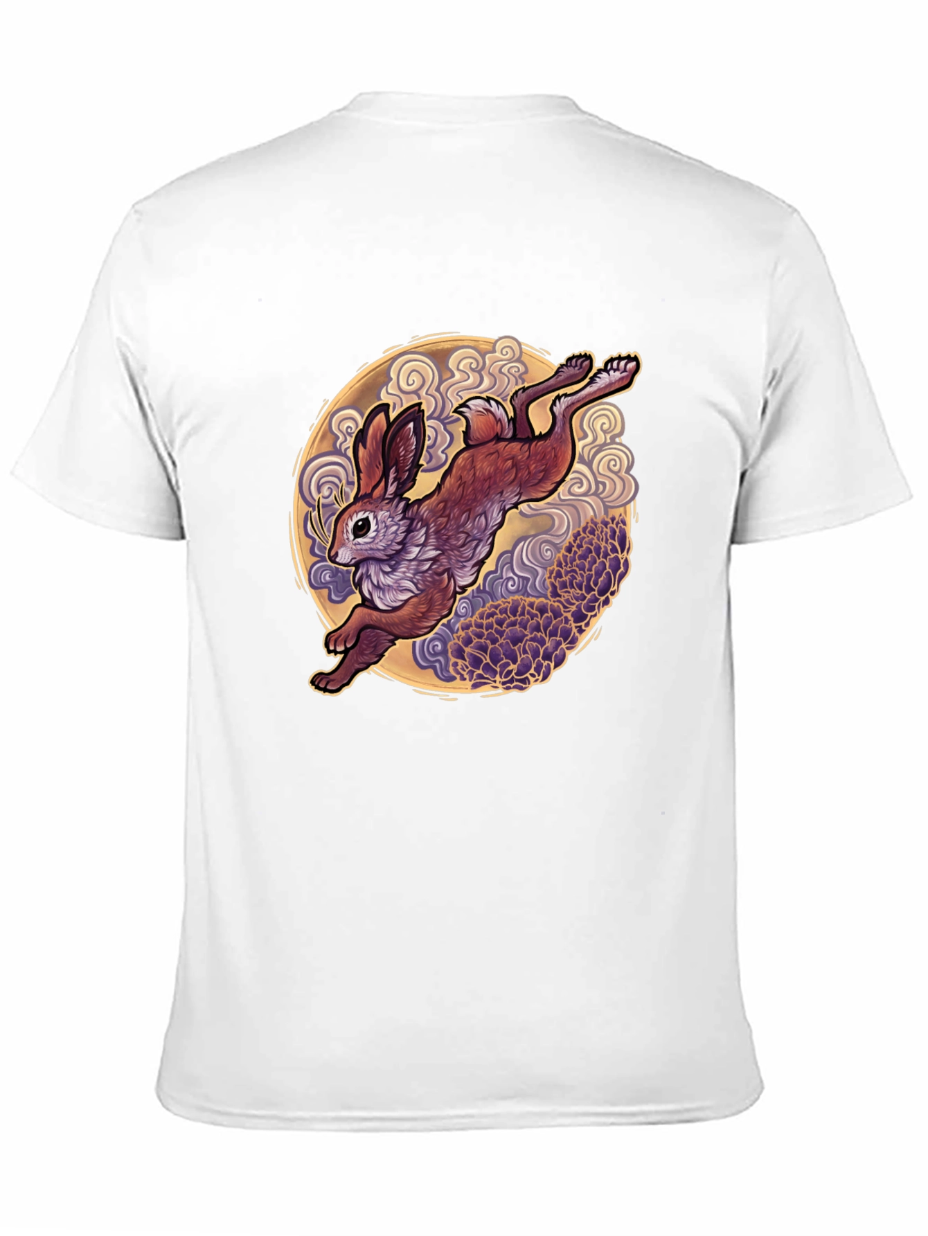 Black Rabbit Moon Graphic Tee - Black Cotton T-Shirt view 11