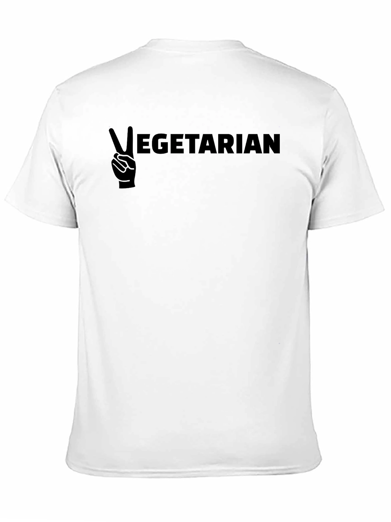 Black Vegetarian Peace Sign Graphic T-Shirt view 11