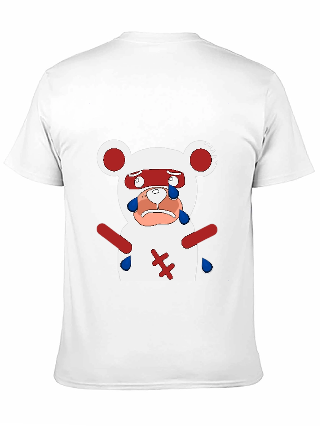 Black Sad Anime Bear T-Shirt - Black Cotton Blend Casual Tee view 11