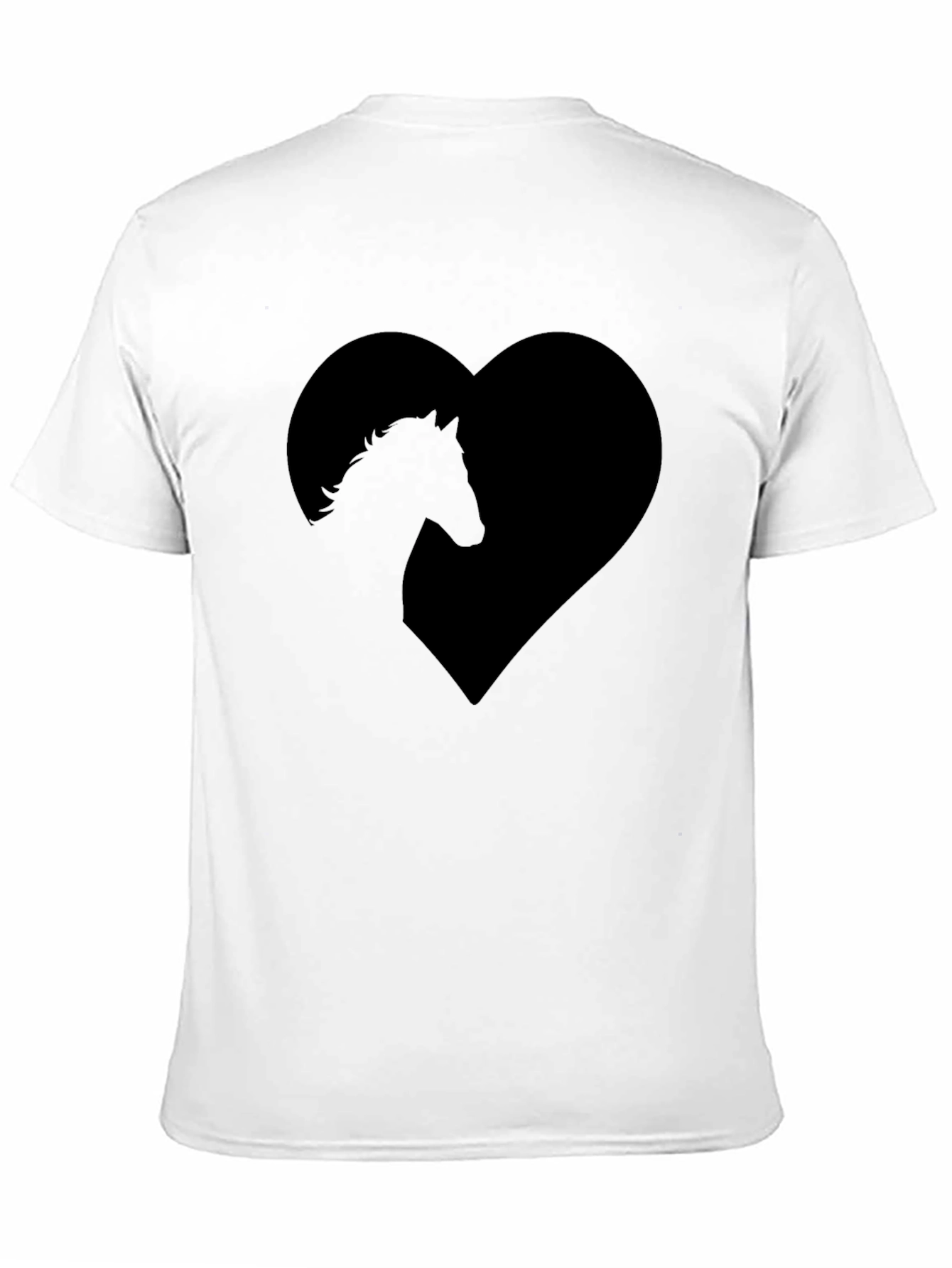 Black Horse Lover's Black T-Shirt - Heart Design view 11