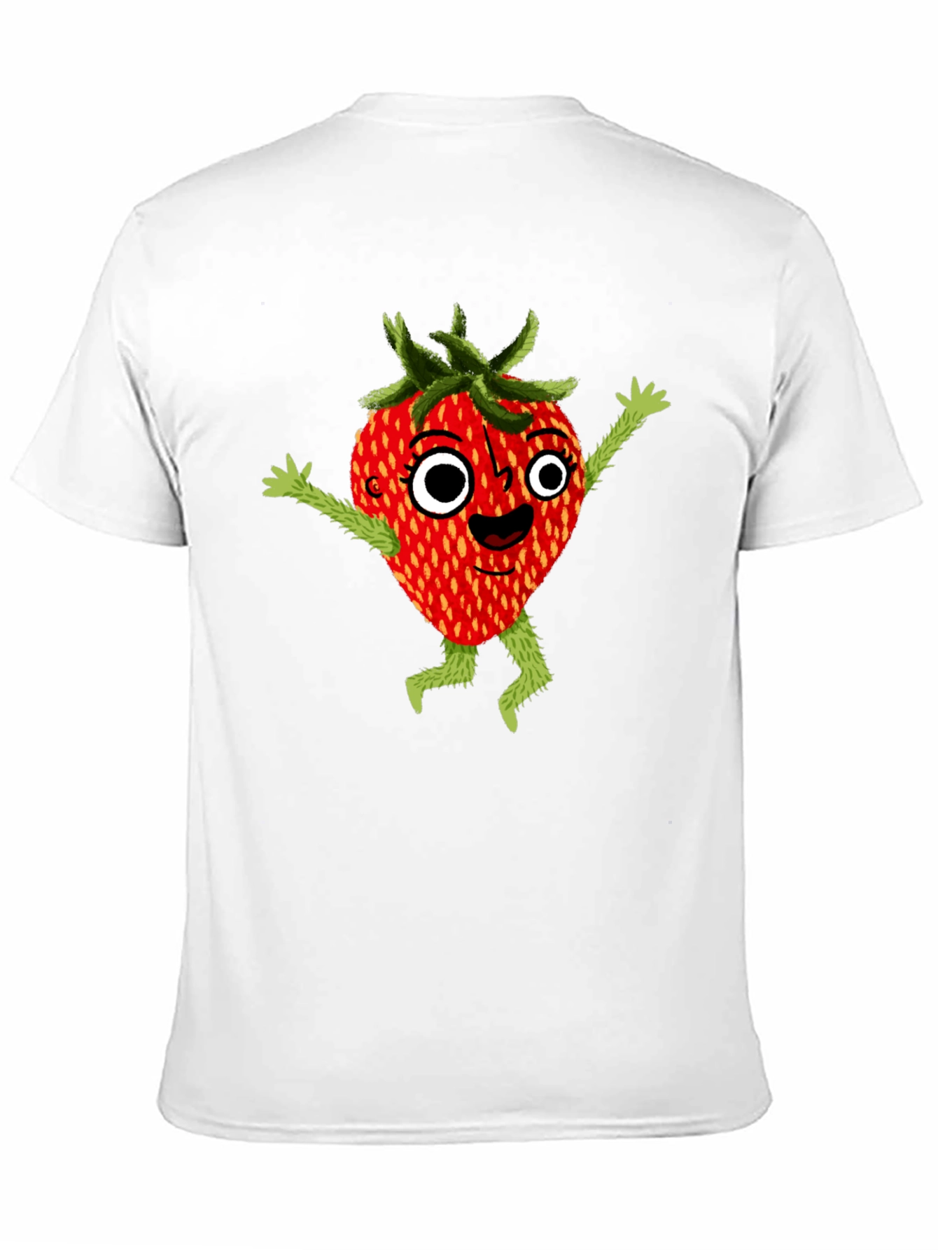 Black Whimsical Strawberry Cartoon Graphic T-Shirt view 11