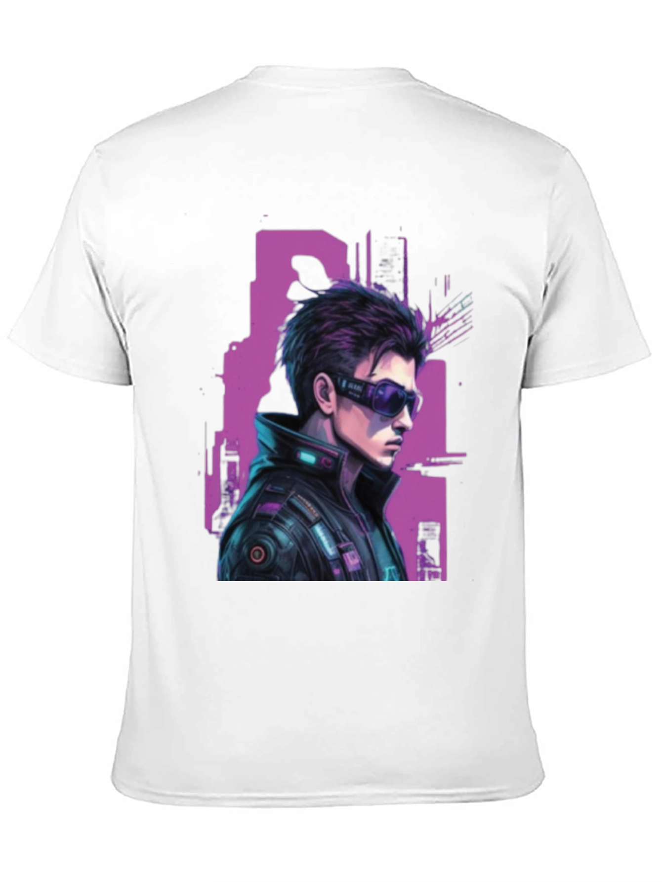 Black Cyberpunk Character Graphic T-Shirt view 11