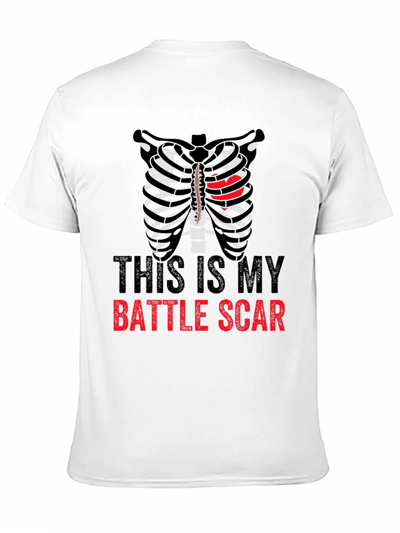 Black Battle Scar Ribcage Graphic Tee - Men's Novelty T-Shirt view 11