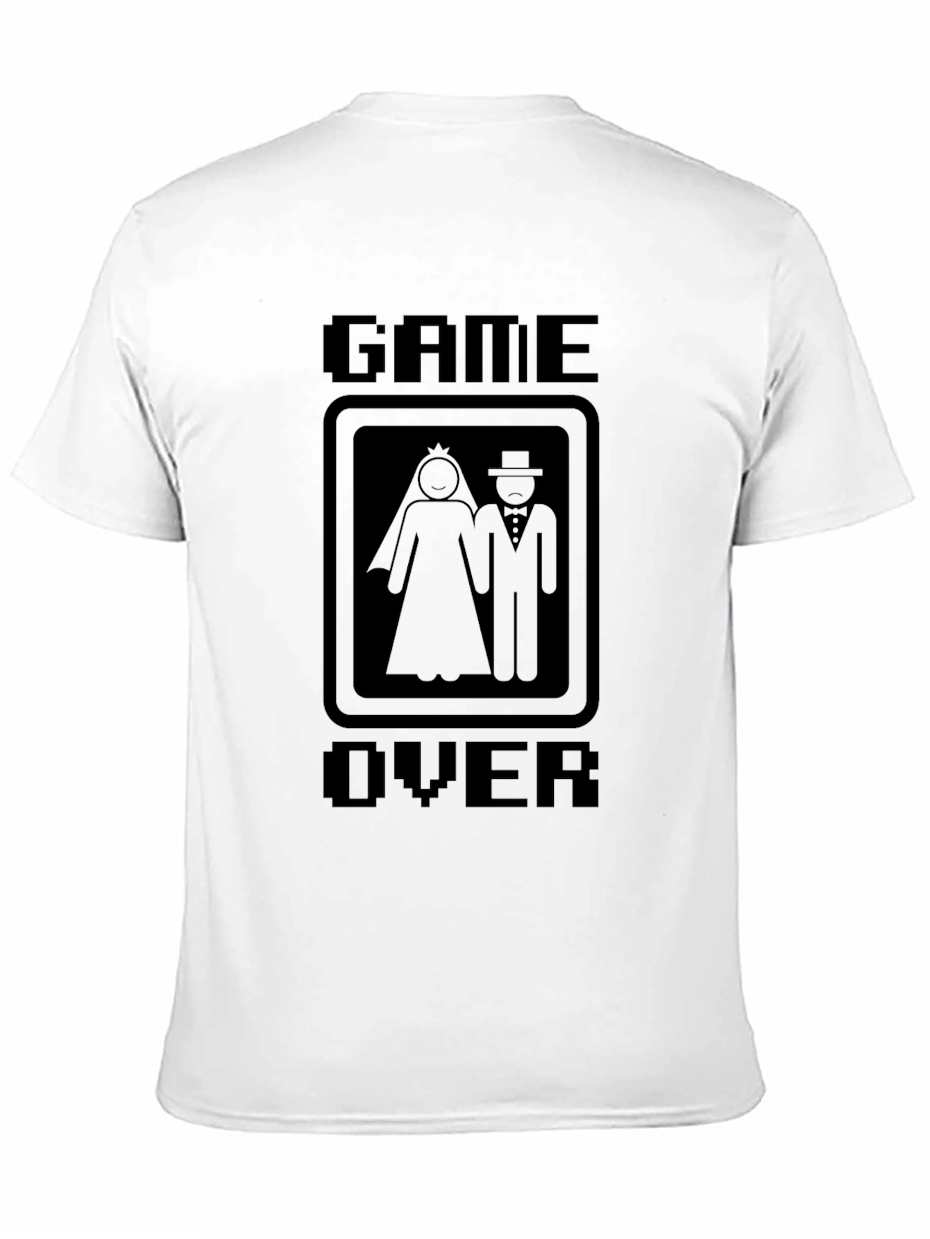 Black Game Over Wedding Humor T-Shirt view 11