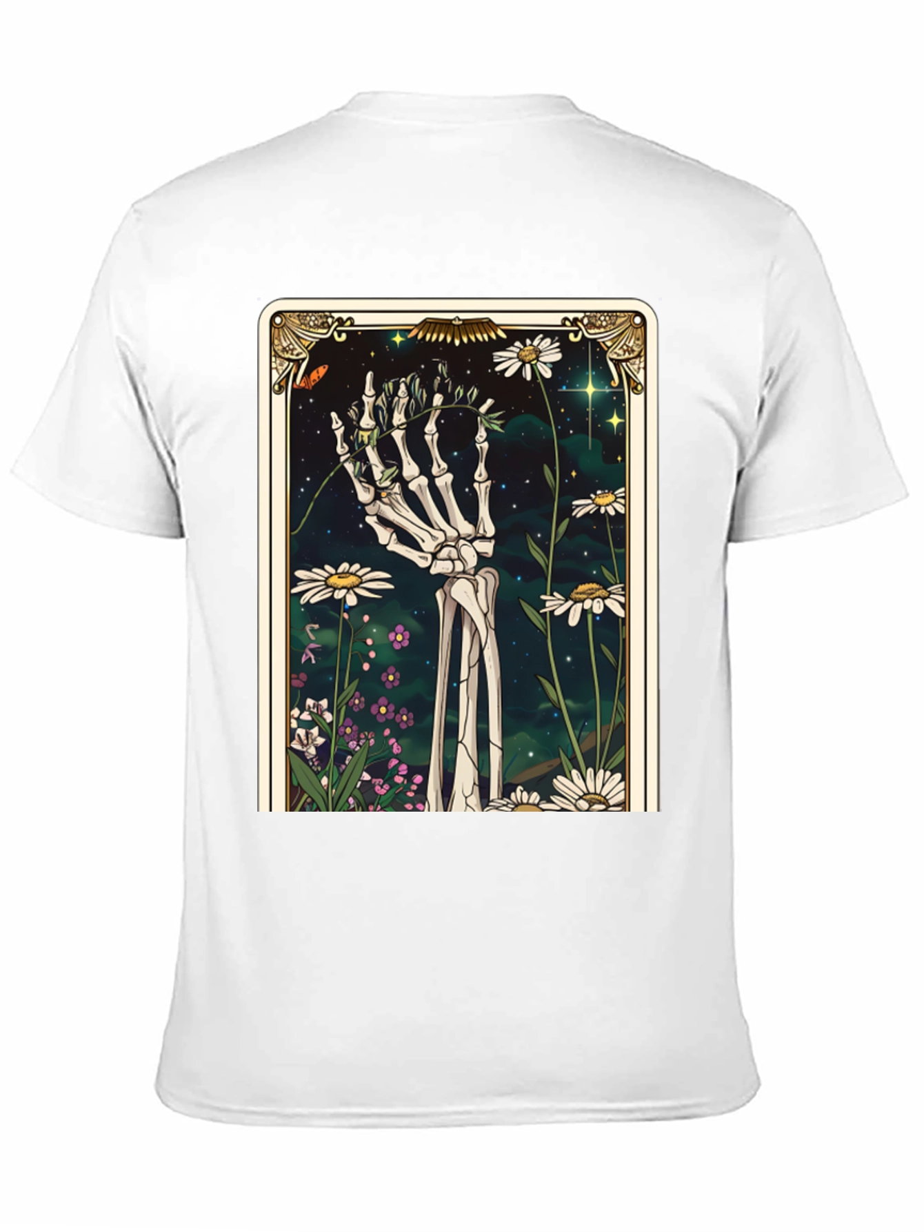 Black Floral Skeleton Tarot Graphic Tee view 11