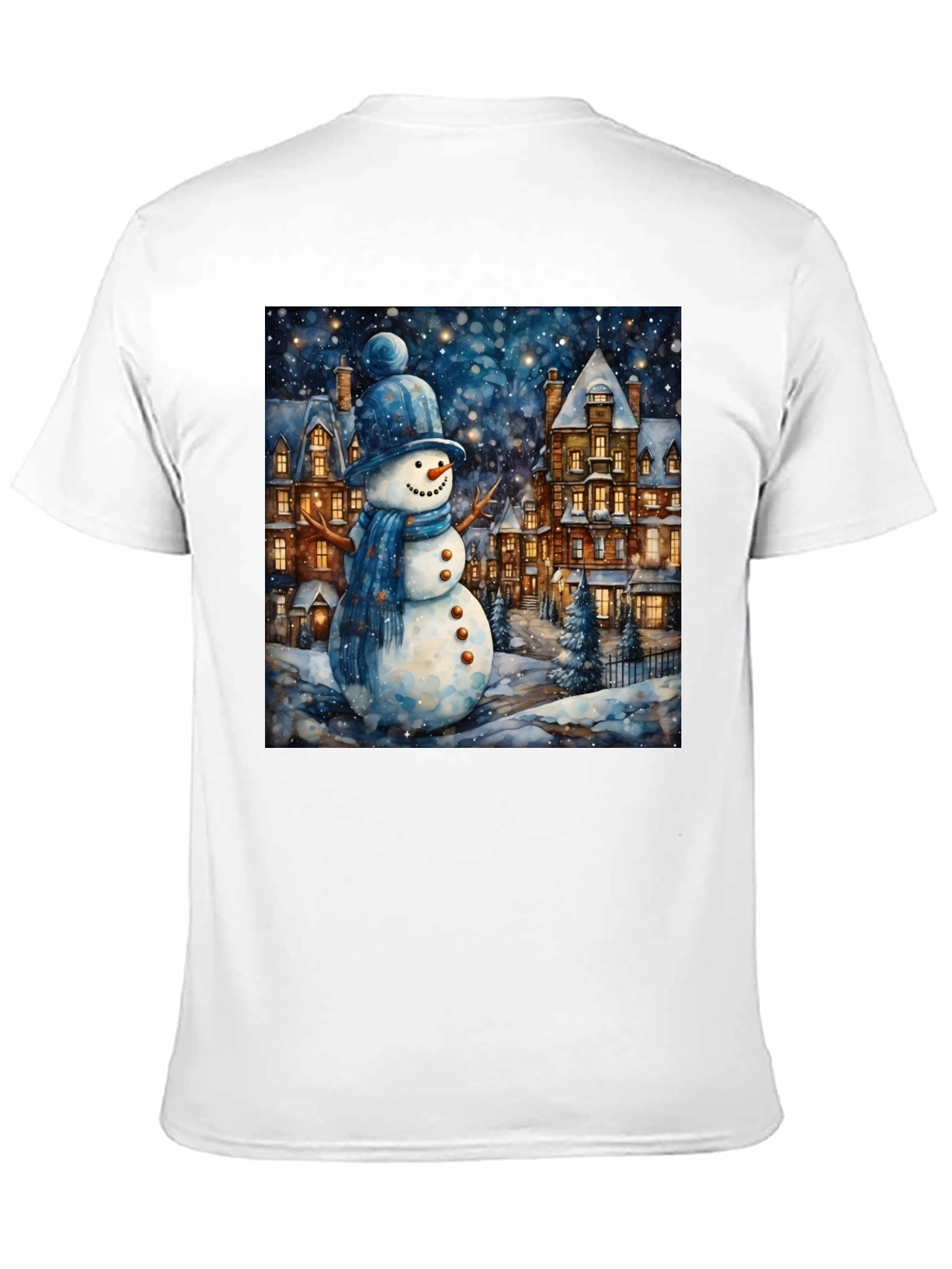 Black Winter Wonderland Snowman T-Shirt view 11