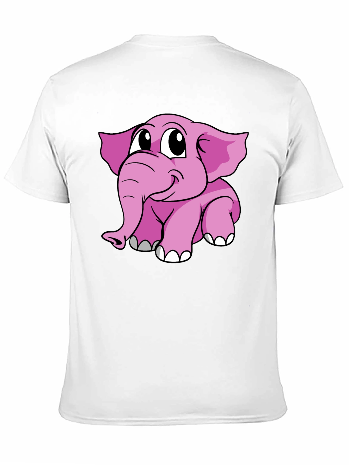 Black Cute Pink Elephant Graphic Tee - Black Cotton Shirt view 11