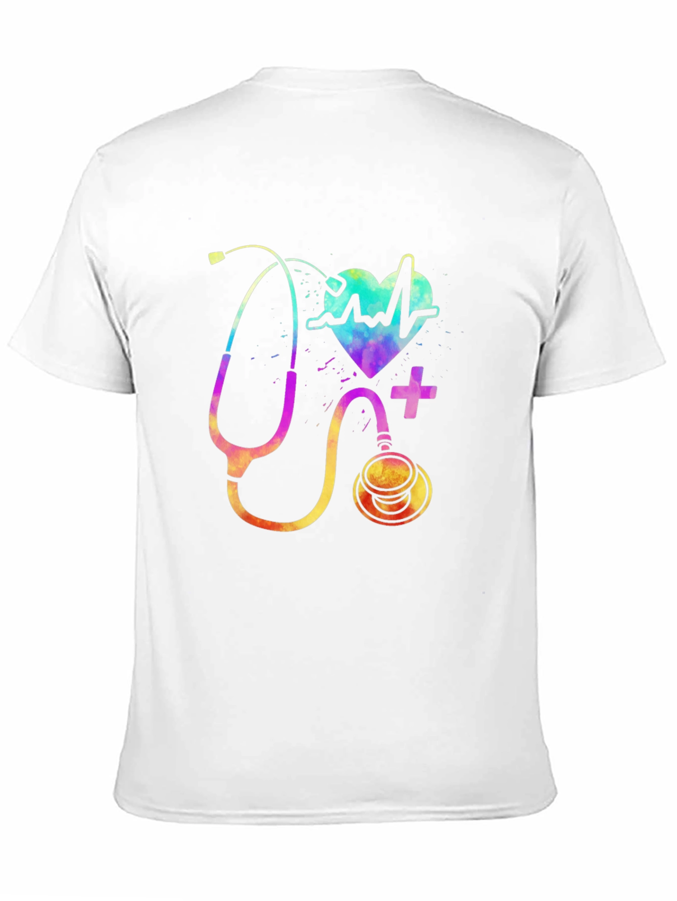 Black Colorful Stethoscope Graphic T-Shirt - Medical Design view 11