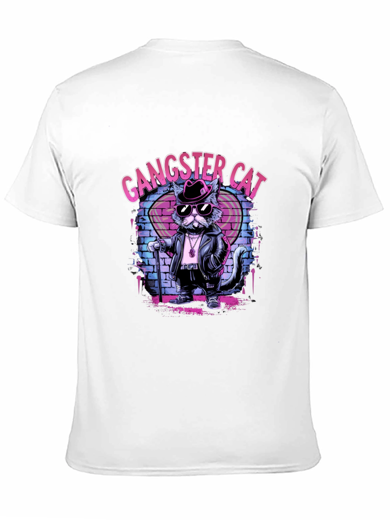 Black Gangster Cat Graphic T-Shirt - Cool Cat Tee view 11