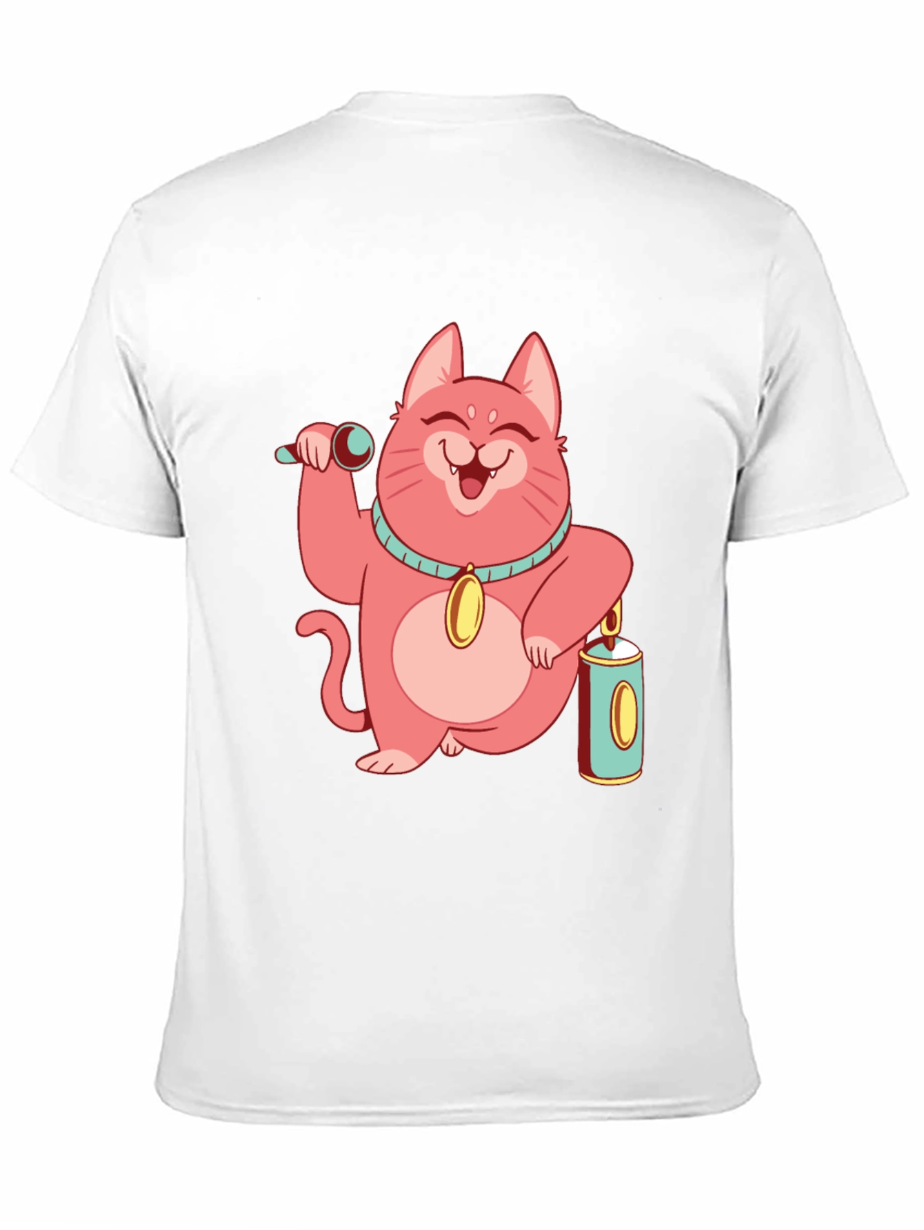 Black Pink Lucky Cat T-Shirt view 11