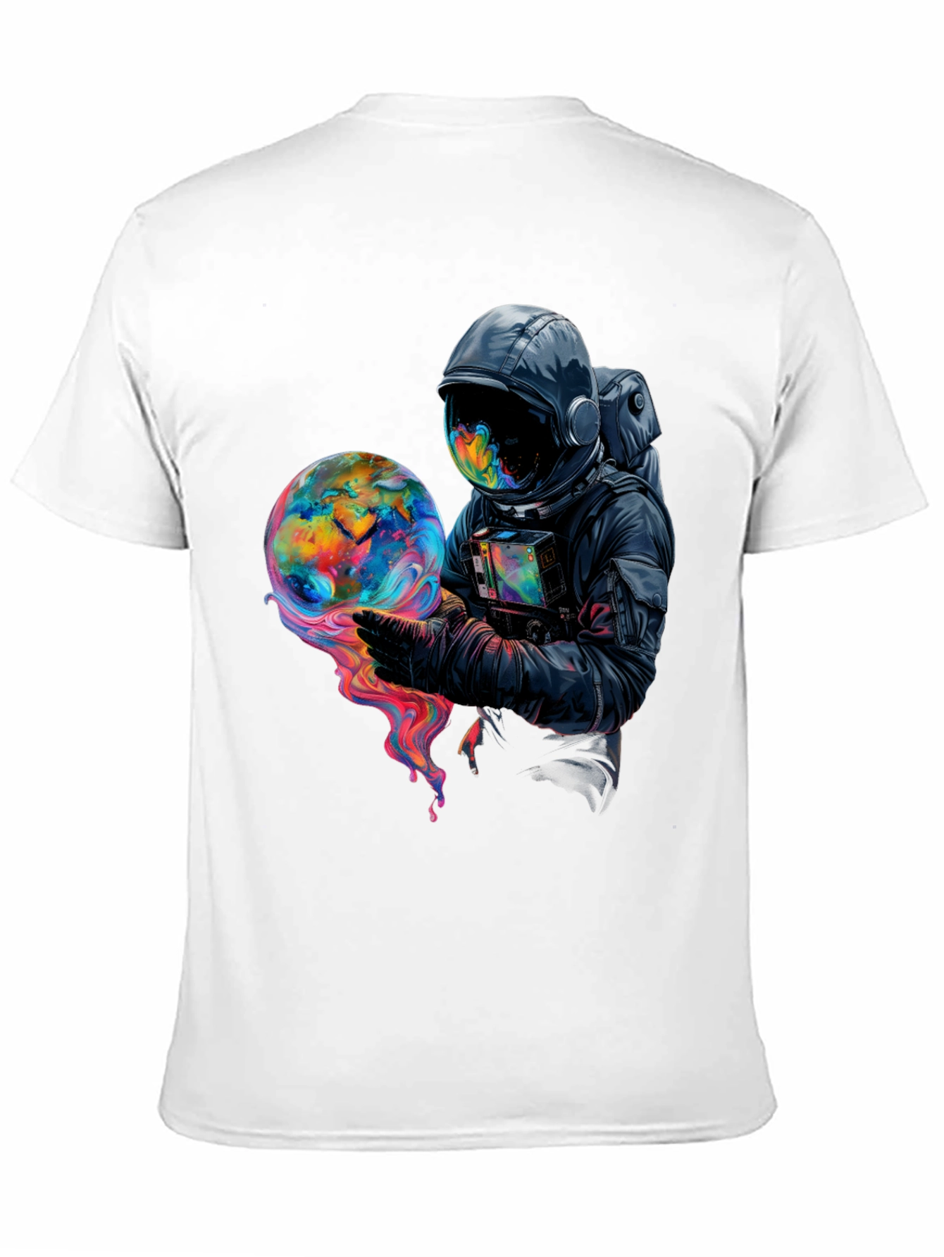 Black Astronaut Globe Graphic Tee - Black Cotton Comfort view 11