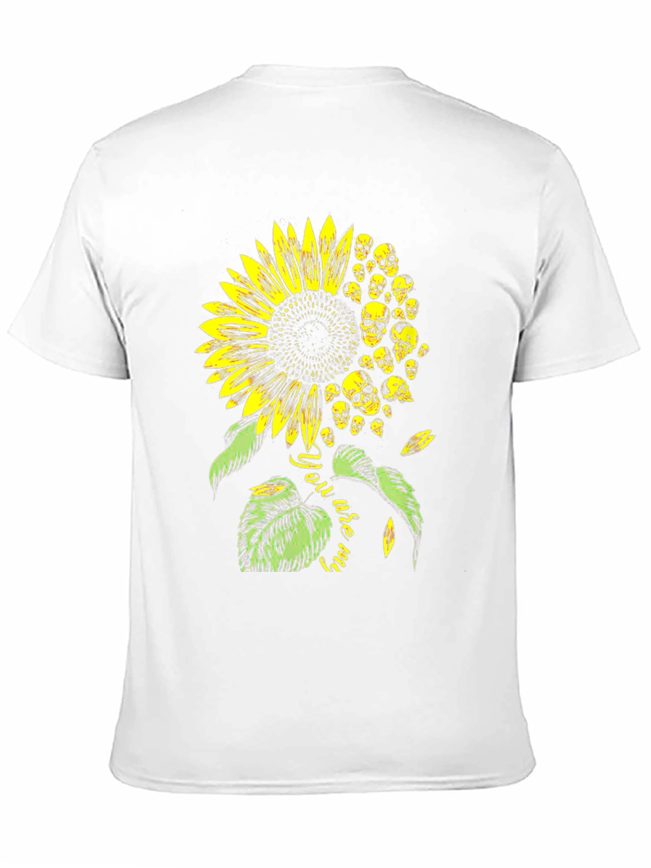 Black Skull Sunflower Graphic Tee - Black Cotton T-Shirt view 11