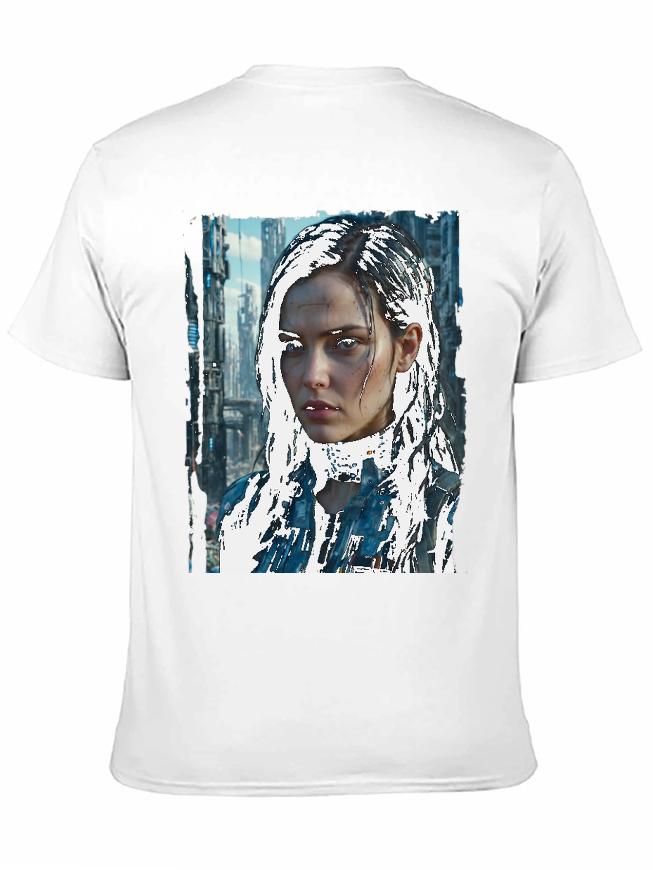Black Cyberpunk Girl Graphic Tee - Sci-Fi Style view 11