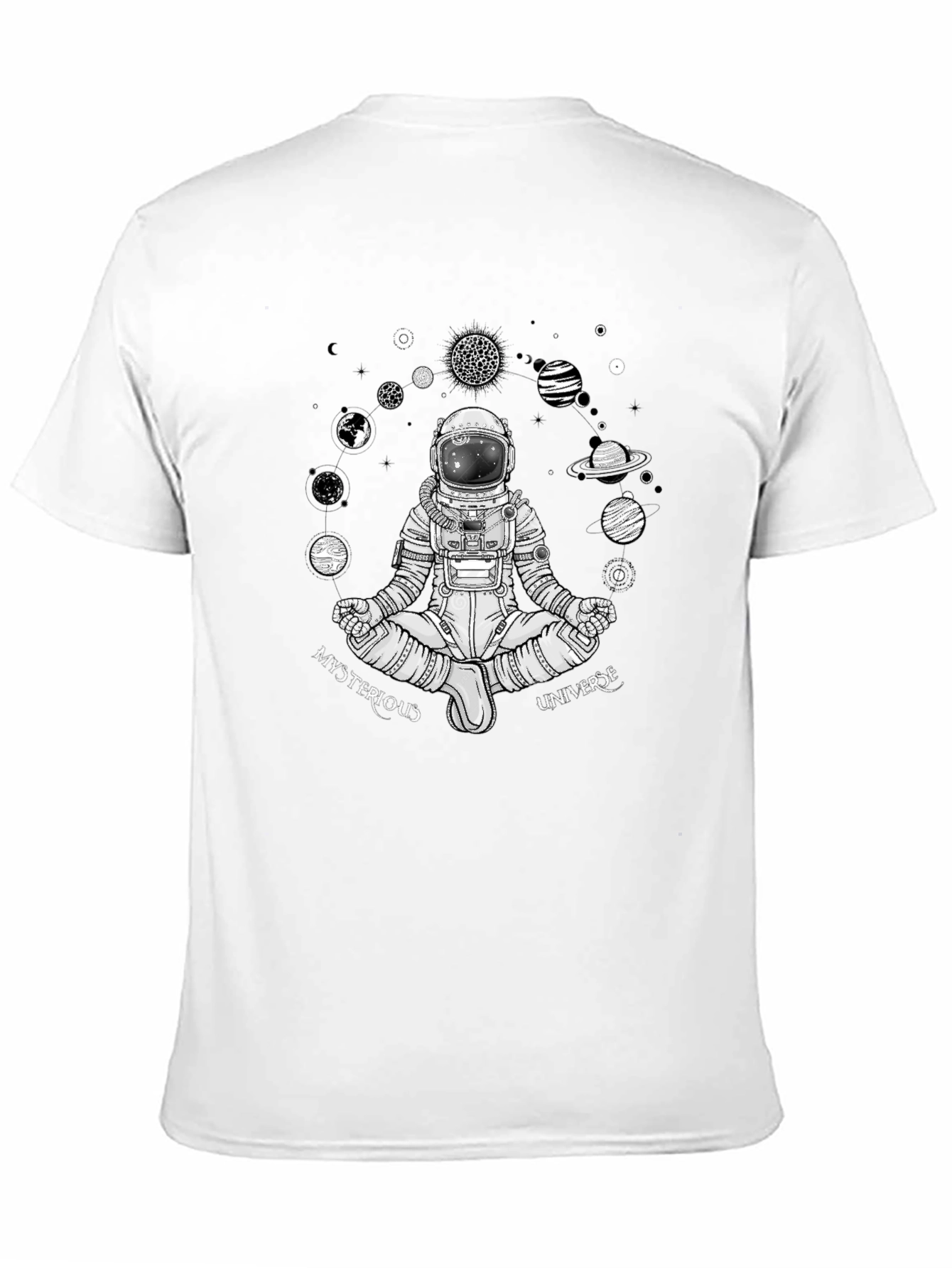 Black Mysterious Universe Astronaut T-Shirt - Black view 11