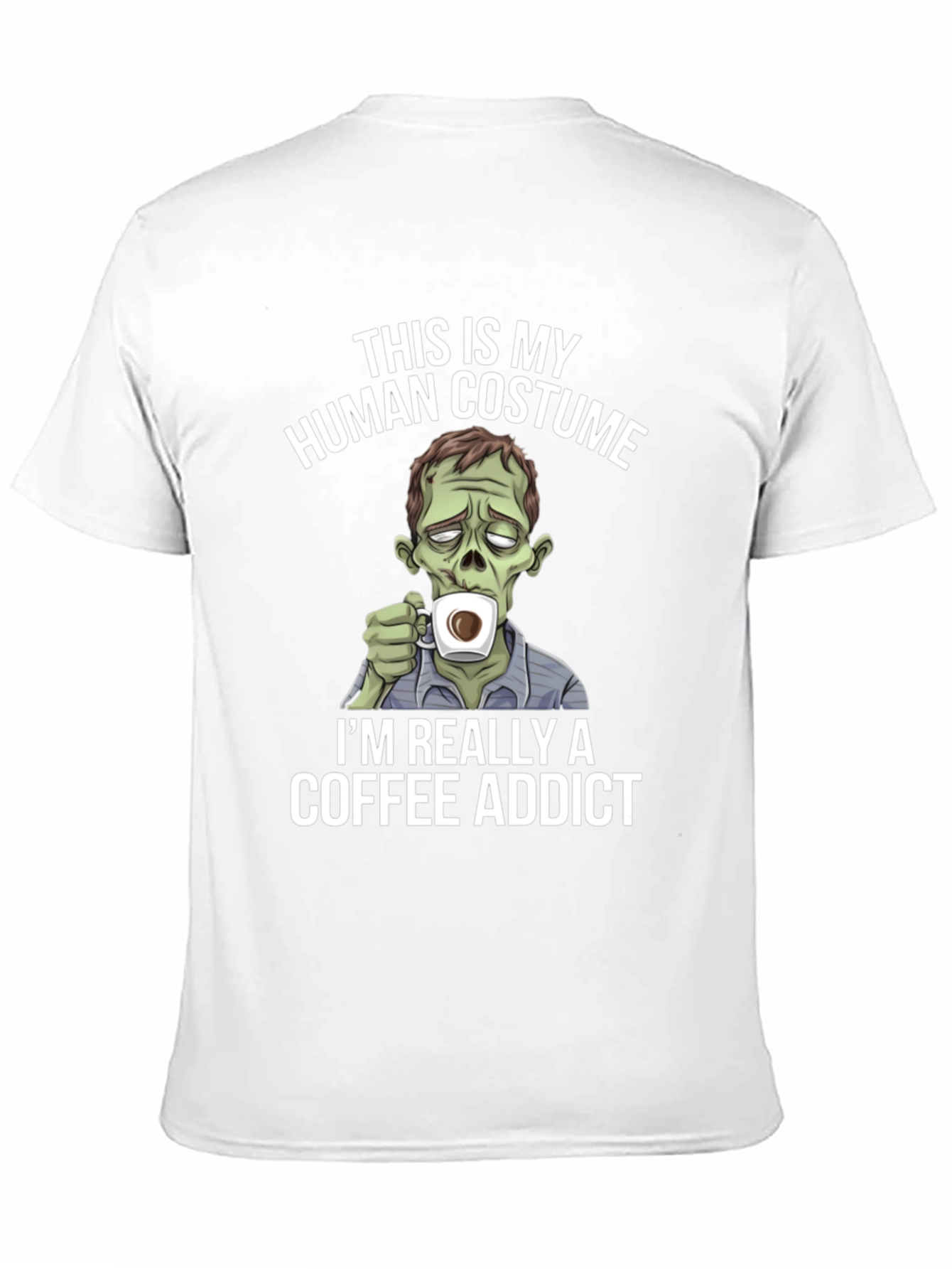 Black Zombie Coffee Addict Graphic Tee - Halloween Costume T-Shirt view 11