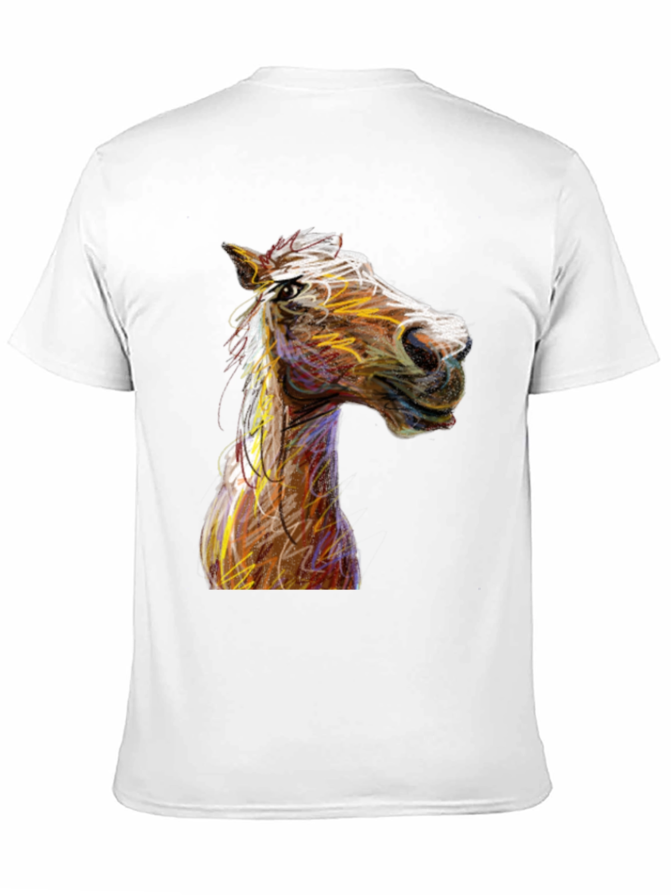 Black Horse Sketch Graphic Black Tee Shirt view 11