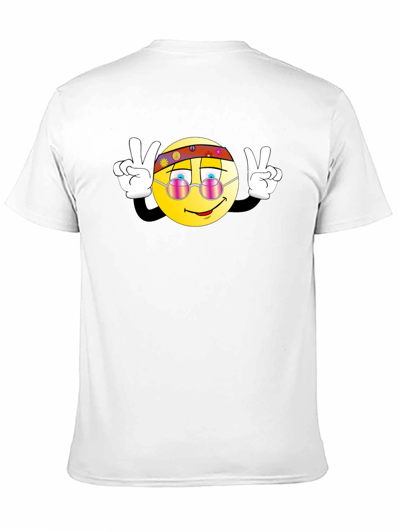 Black Cool Hippie Smiley Face Peace Sign Black T-Shirt view 11