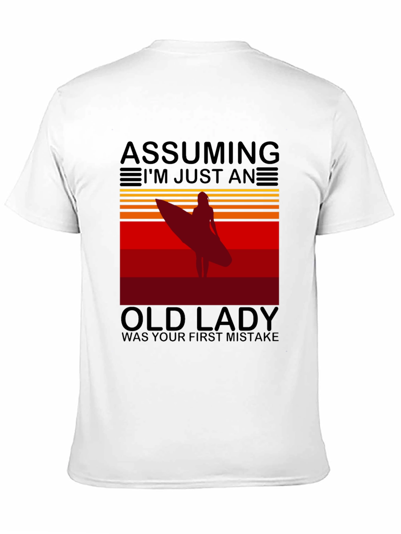 Black Assuming Old Lady Surfer T-Shirt view 11