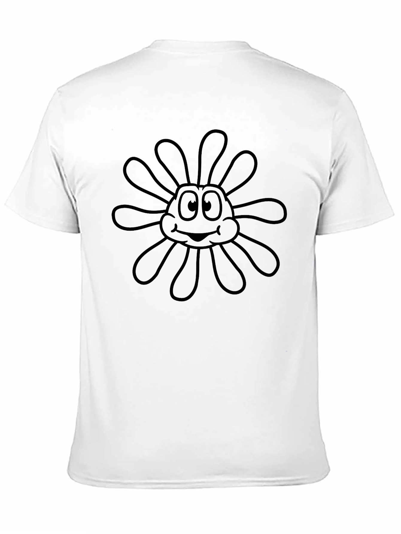 Black Black T-Shirt with Cartoon Flower Design view 11