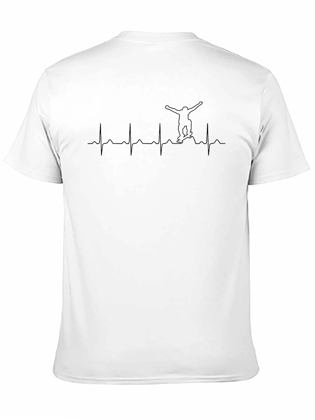 Black Snowboarding Heartbeat Graphic T-Shirt view 11