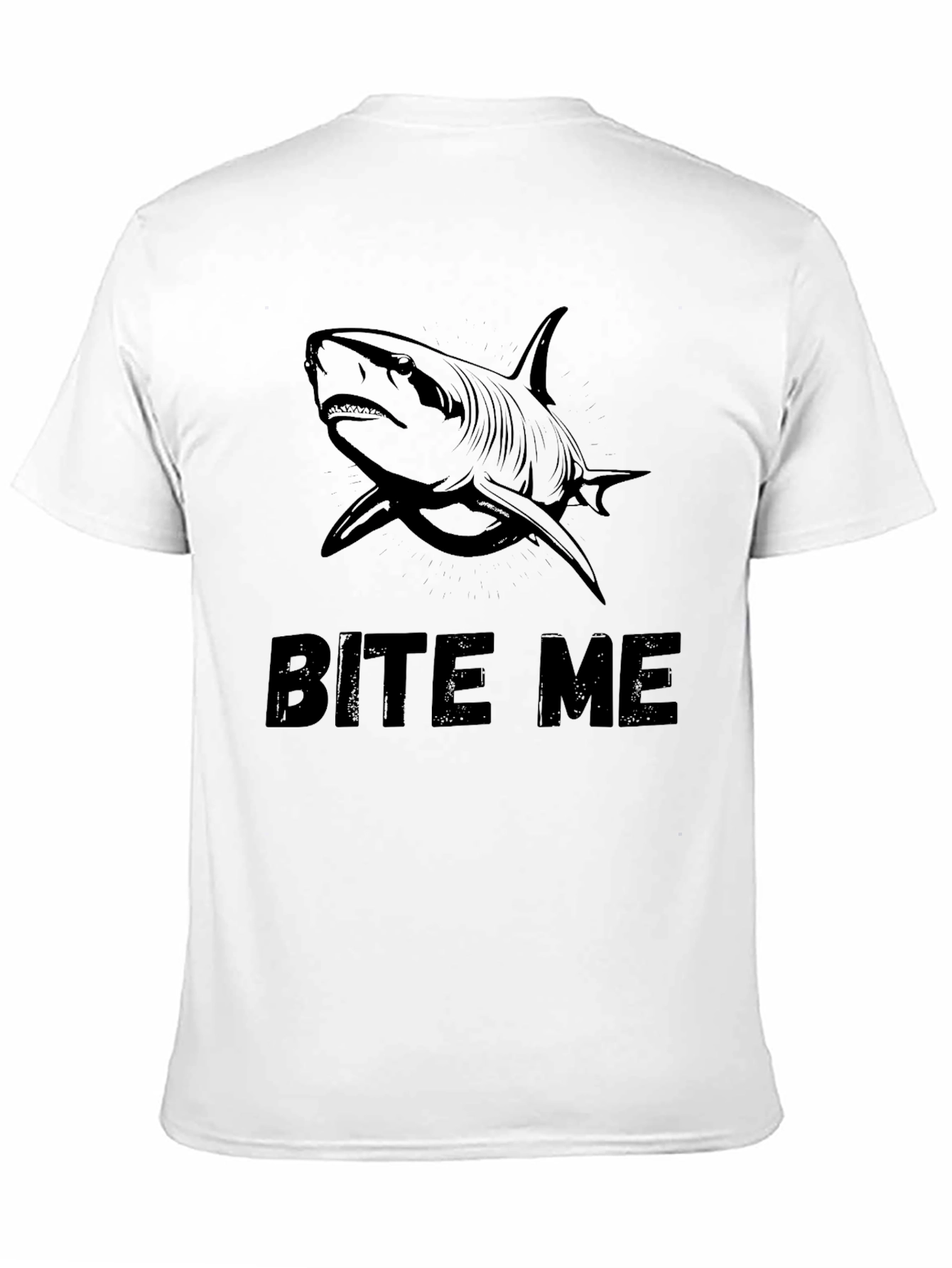 Black Bite Me Shark Graphic T-Shirt - Bold Black Cotton Tee view 11