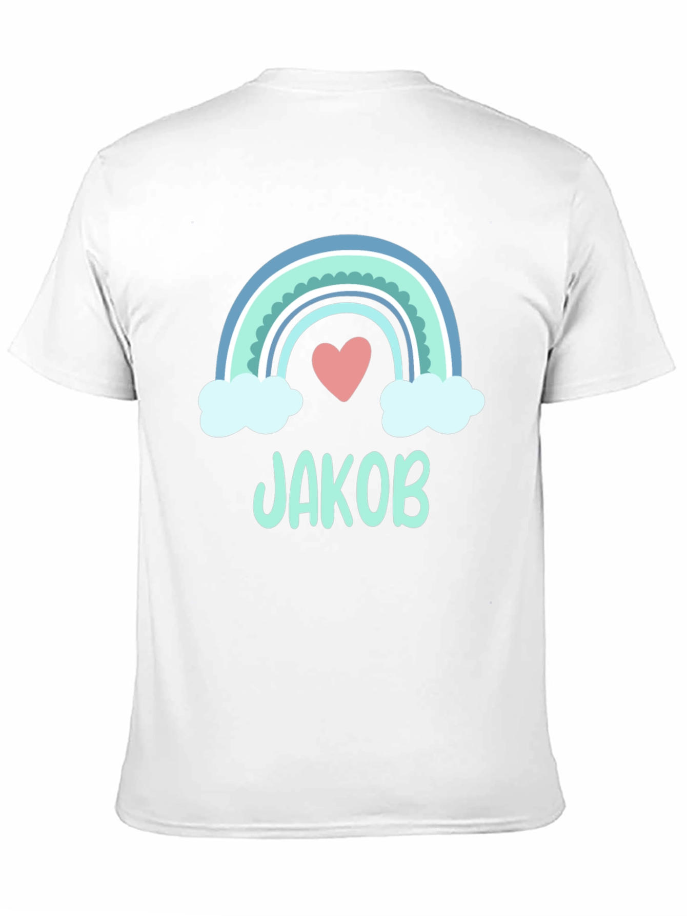 Black Personalized Jakob Rainbow Heart T-Shirt view 11