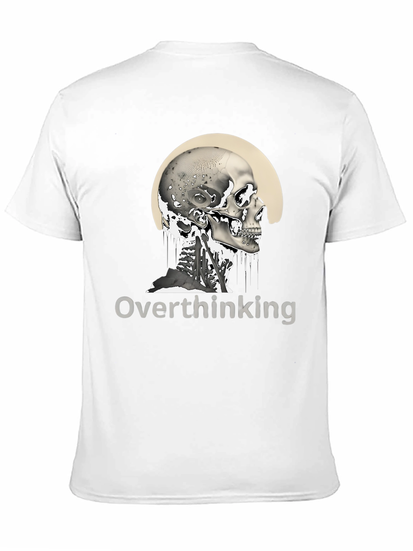 Black Overthinking Skull Graphic T-Shirt - Unisex Black Tee view 11
