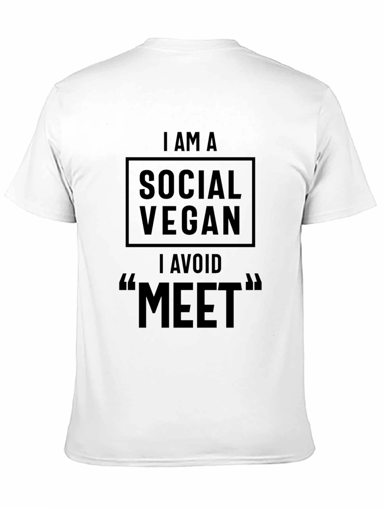Black Social Vegan Tee: Avoid the "Meet" Funny Graphic T-Shirt view 11