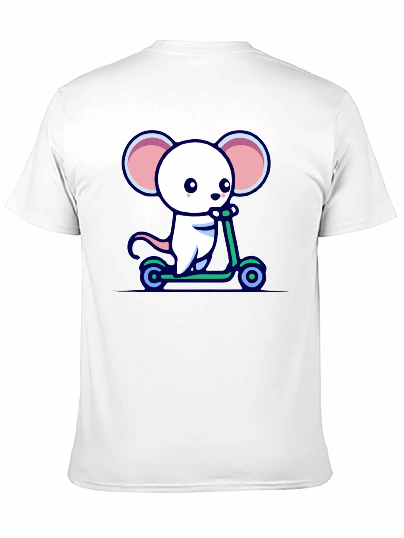 Black Cute Mouse Scooter Ride Graphic Tee - Black Cotton Comfort view 11