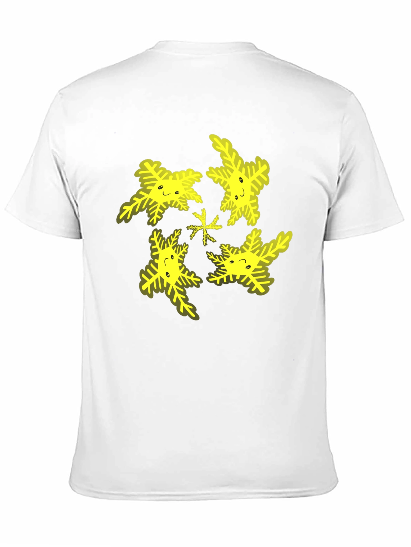 Black Cheerful Snowflake Pattern Black T-Shirt view 11