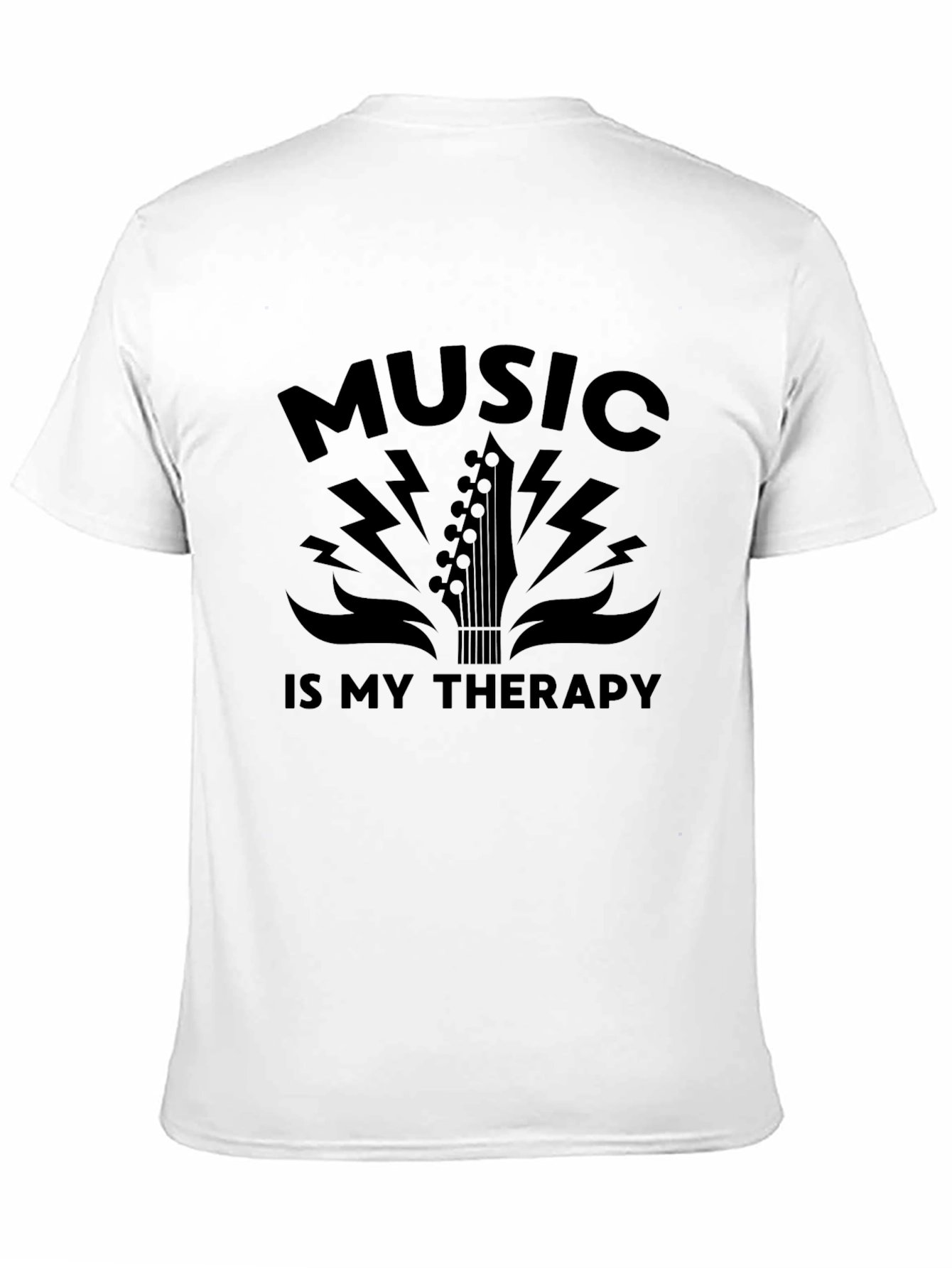 Black Music Therapy Graphic Tee - Black Cotton T-Shirt view 11