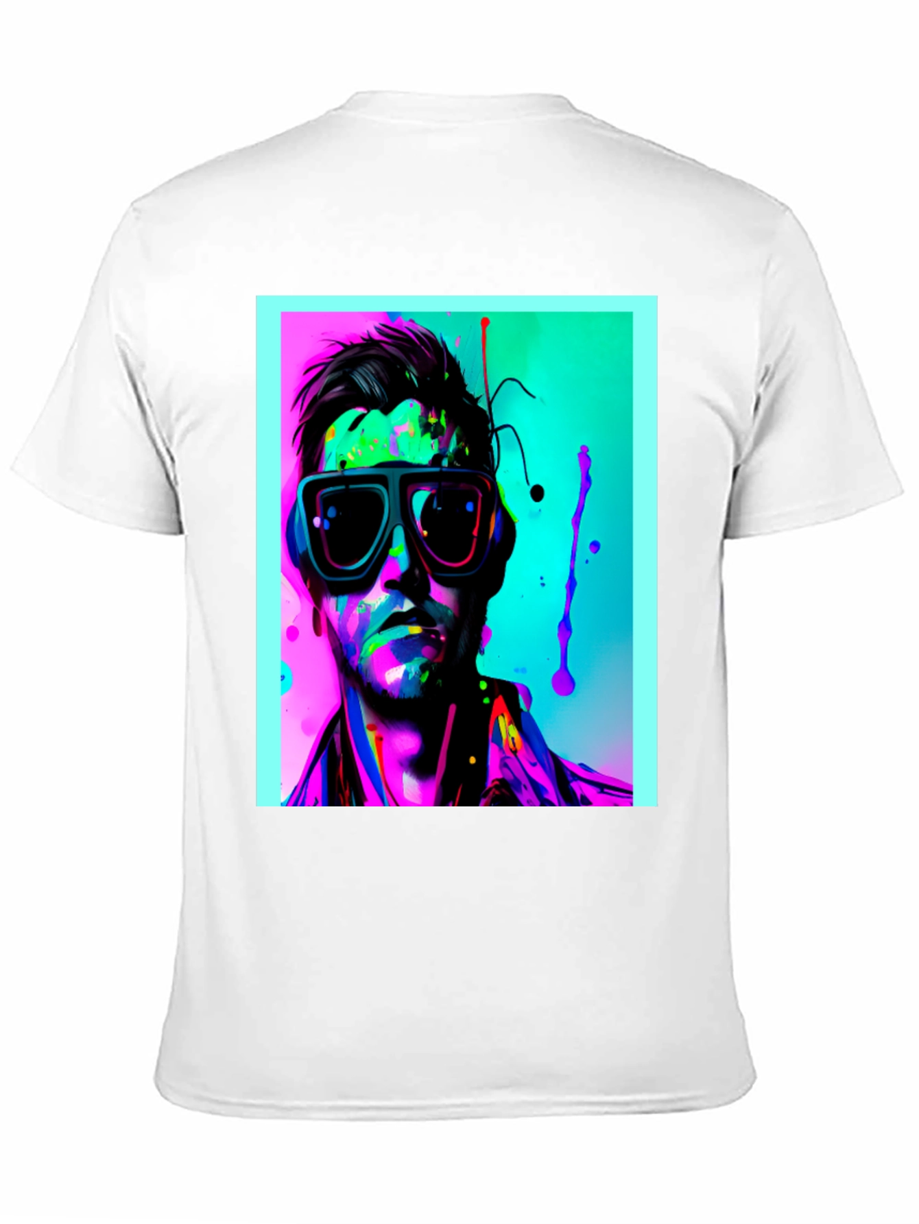 Black Neon Splash Portrait T-Shirt view 11