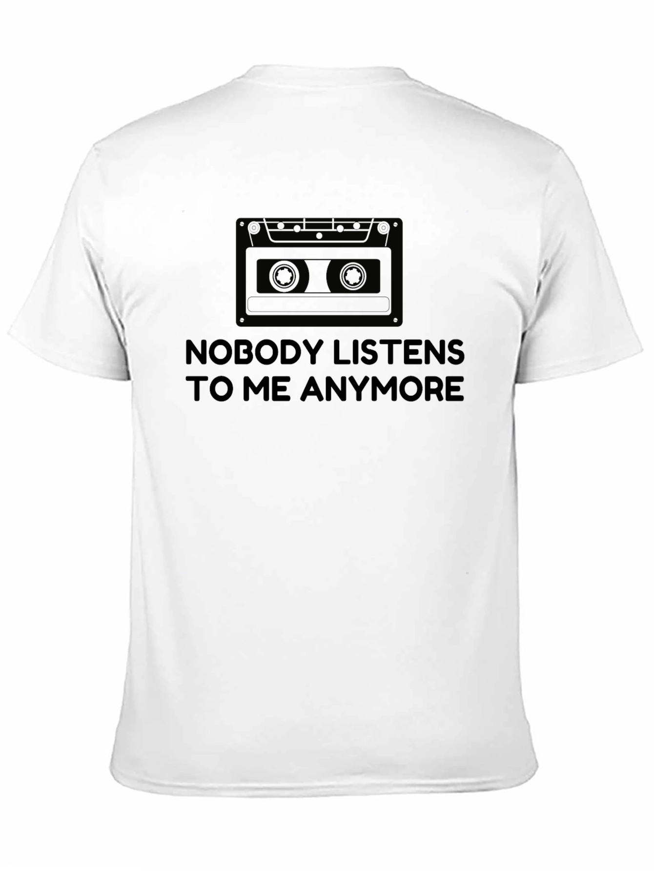 Black Nobody Listens Cassette Tape Graphic T-Shirt view 11