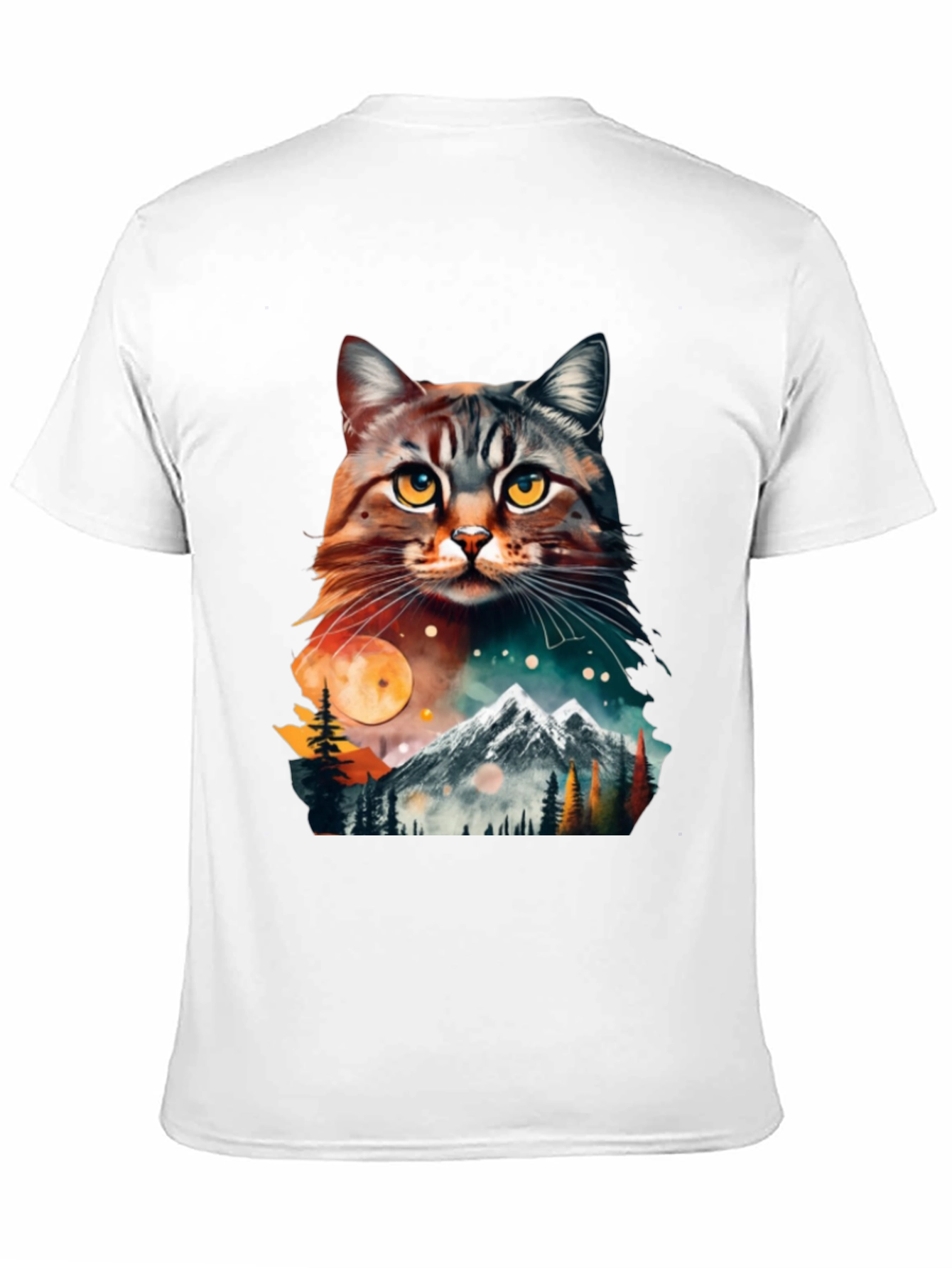 Black Cat & Mountain Graphic Tee - Unique Nature Design view 11