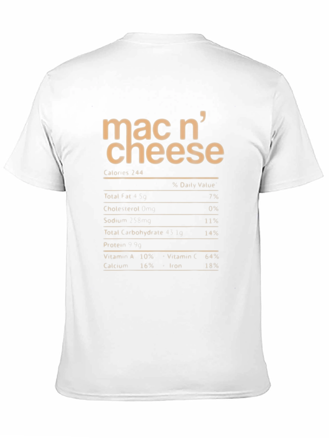 Mac n' Cheese Nutrition Facts T-Shirt - Black - 11