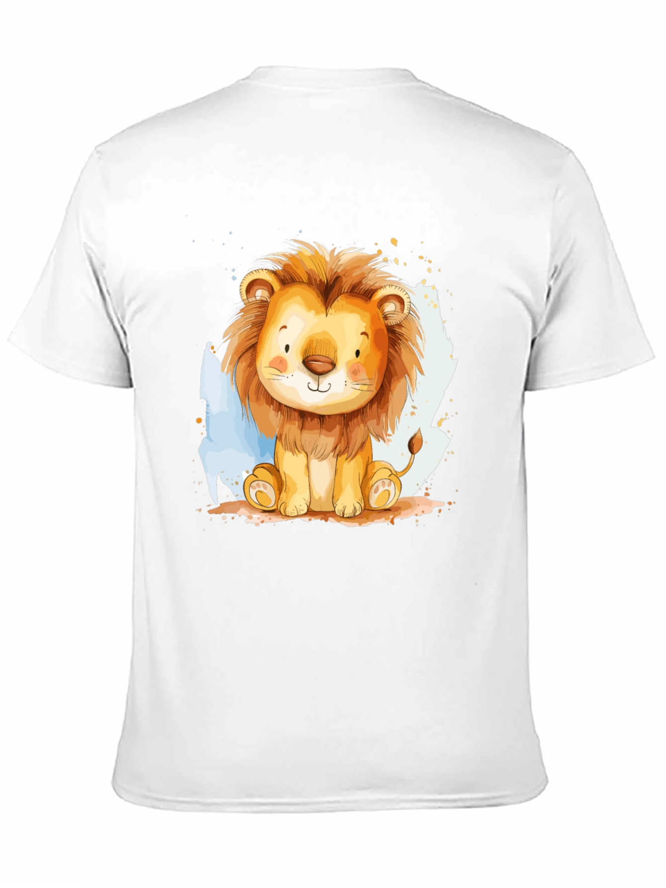 Black Cute Lion Graphic Tee - Black Cotton T-Shirt view 11