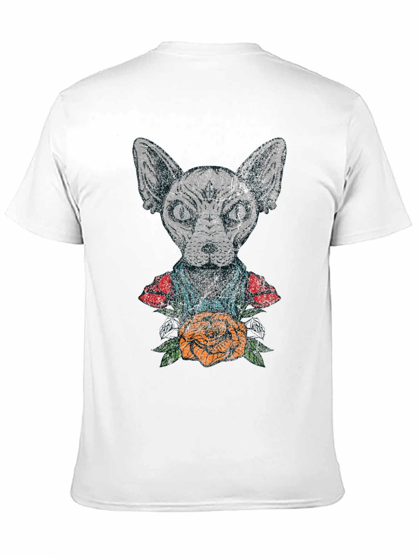 Black Sphynx Cat Tattoo Graphic T-Shirt view 11