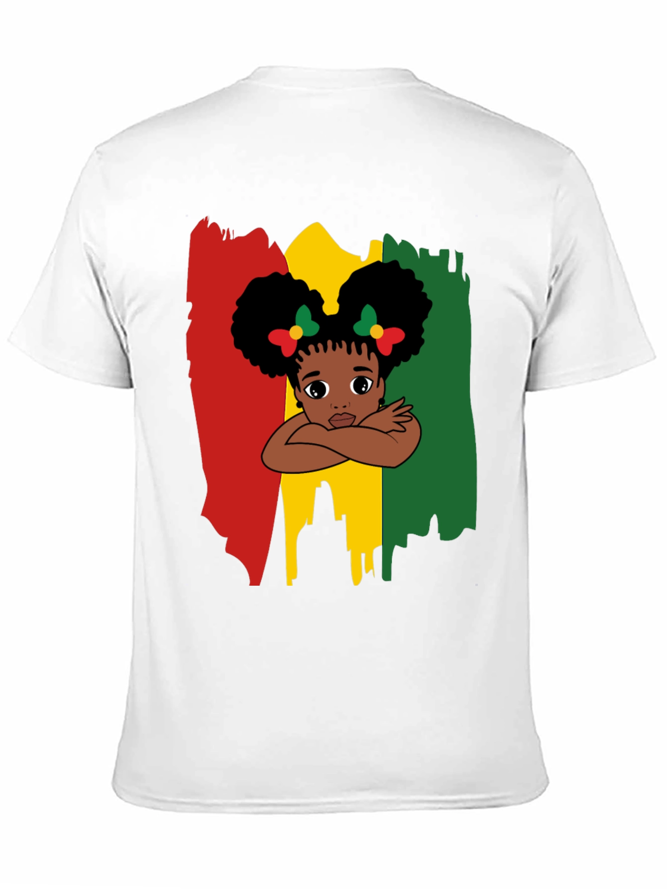 Black Cute Girl Afro T-Shirt - Red Yellow Green view 11