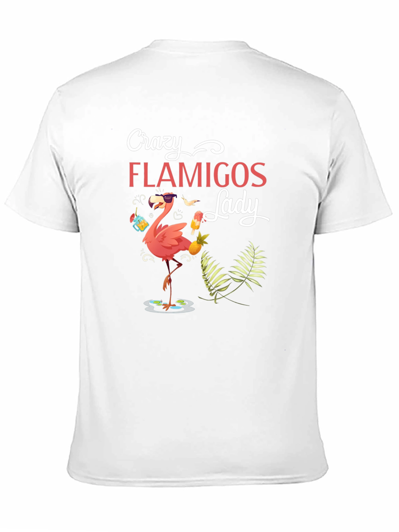Black Crazy Flamingos Lady T-Shirt view 11