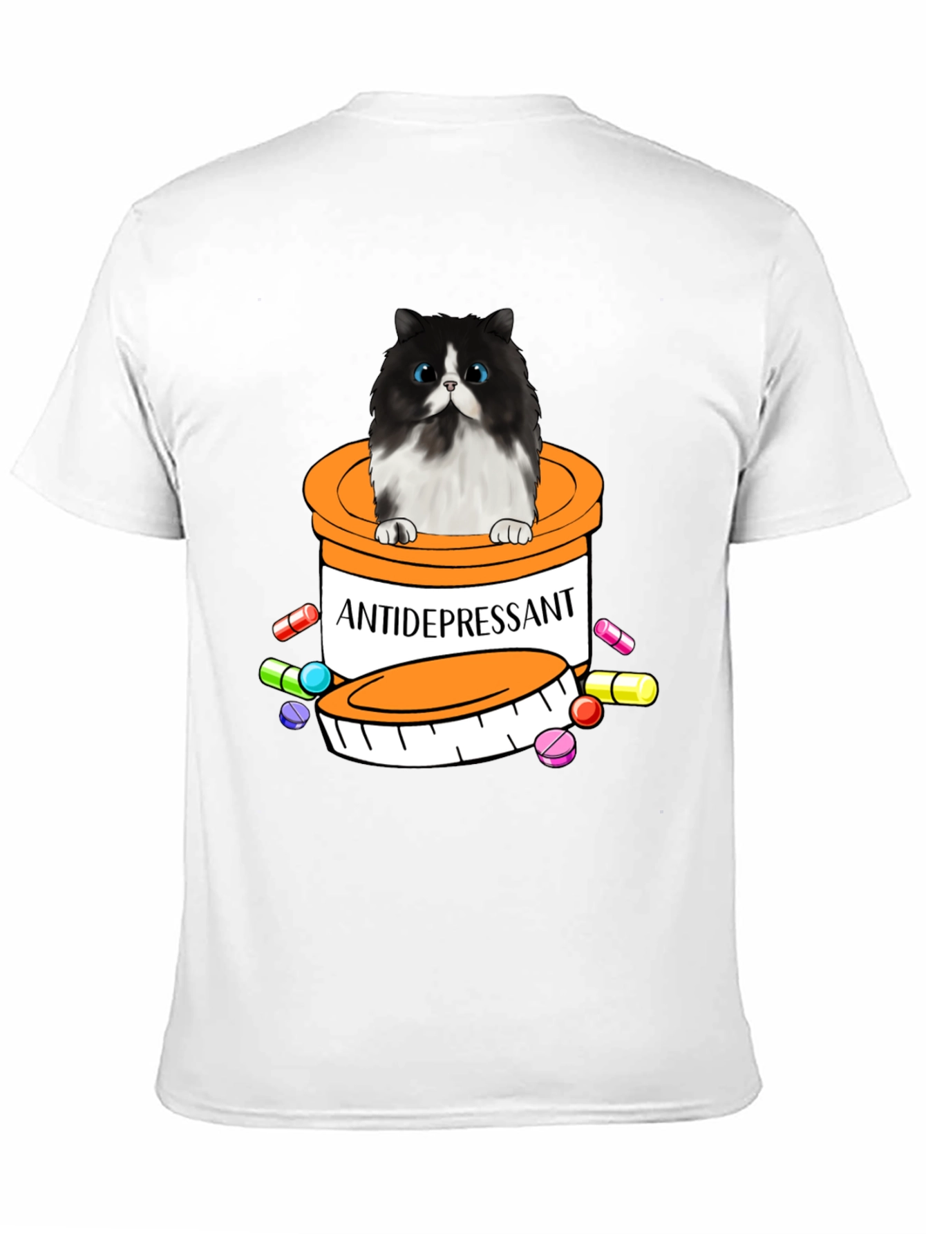 Black Antidepressant Cat T-Shirt - Funny Novelty Tee view 11