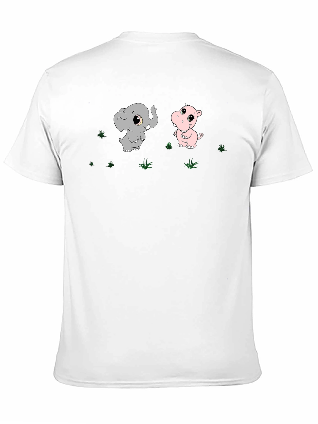 Black Cute Cartoon Elephant & Hippo Graphic T-Shirt view 11