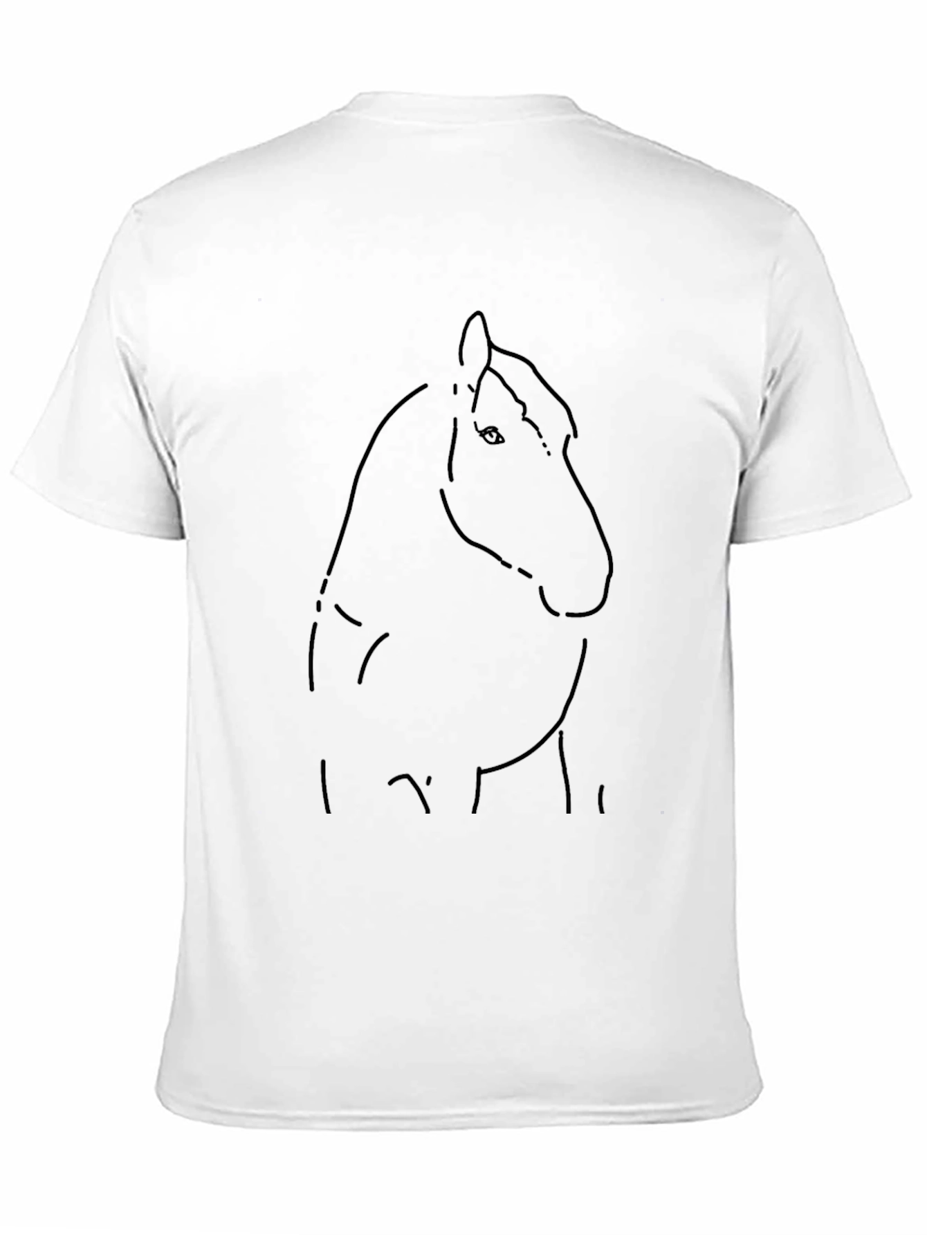 Black Minimalist Horse Outline Black T-Shirt view 11