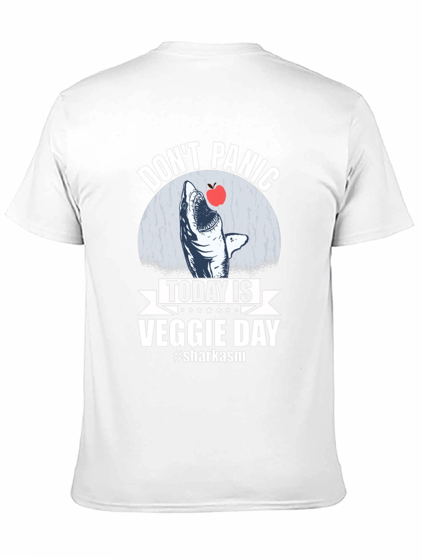 Black Don't Panic Veggie Day Shark T-Shirt view 11