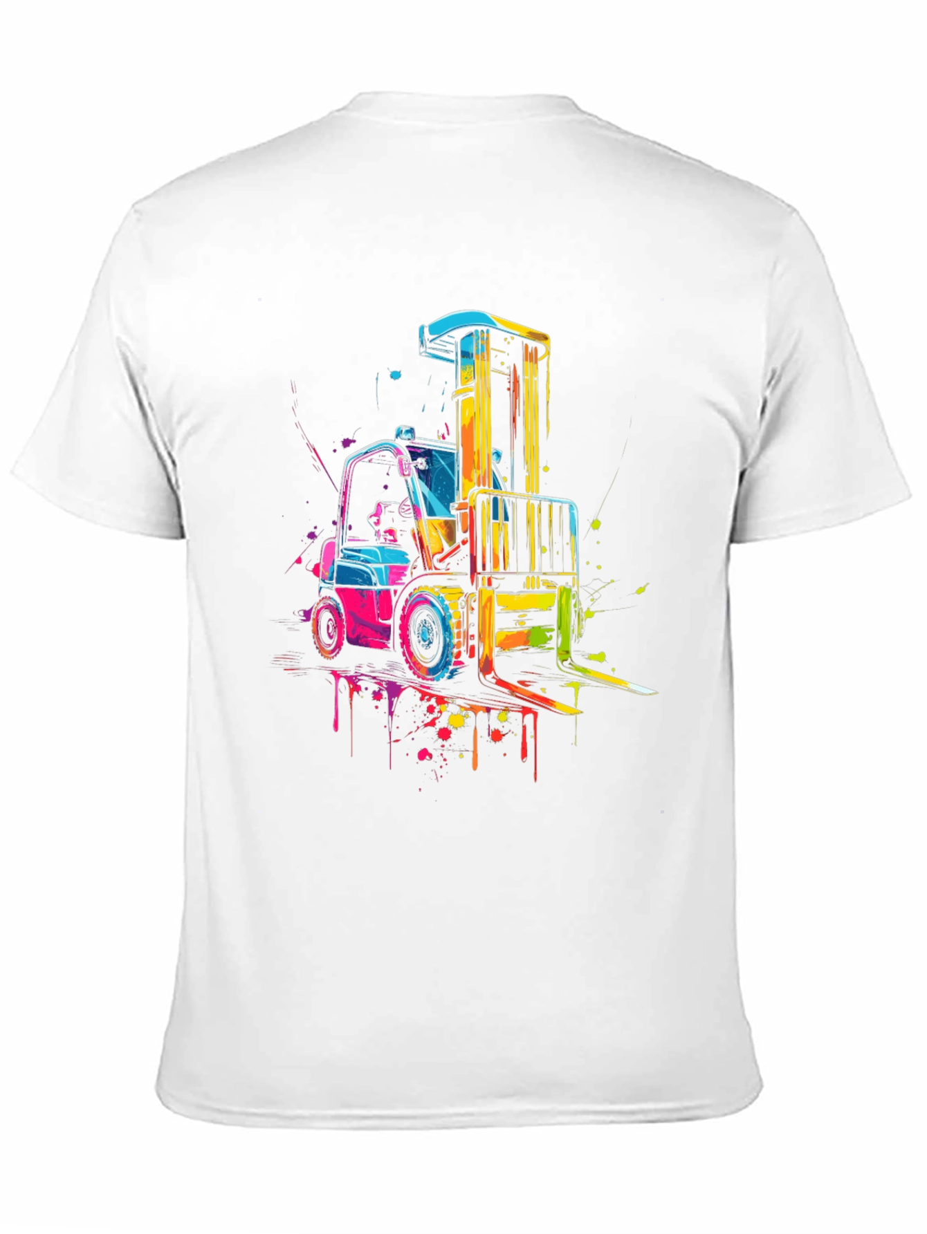 Black Forklift Graphic Tee - Colorful Construction Shirt view 11