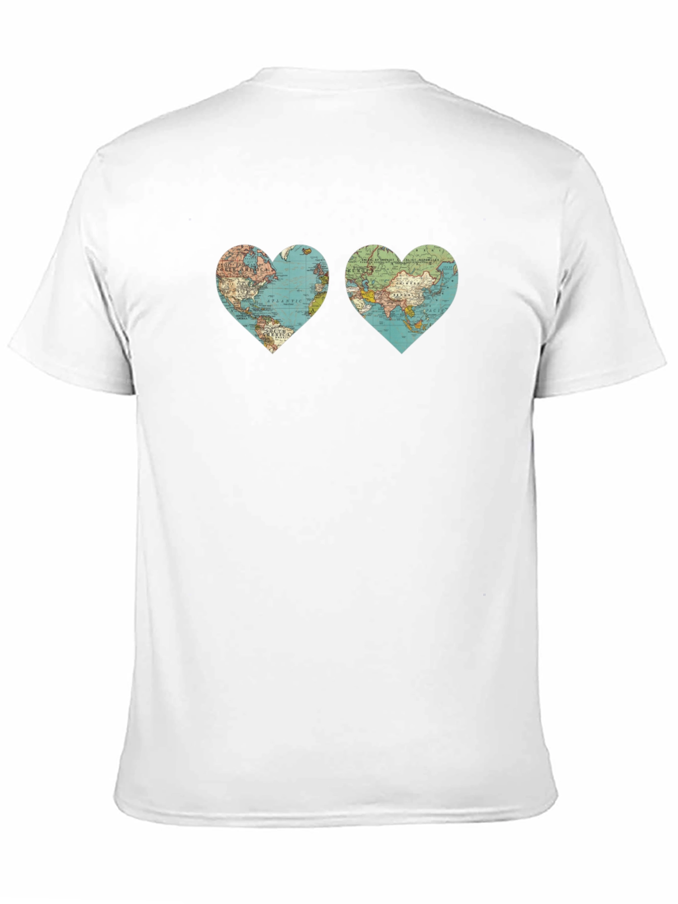 Black World Map Heart Graphic T-Shirt view 11