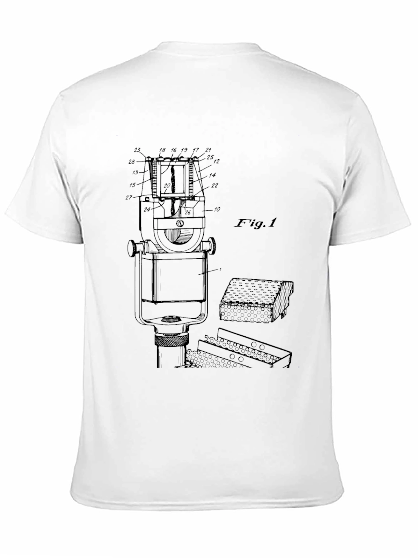 Black Vintage Microphone Patent T-Shirt - Classic Black view 11
