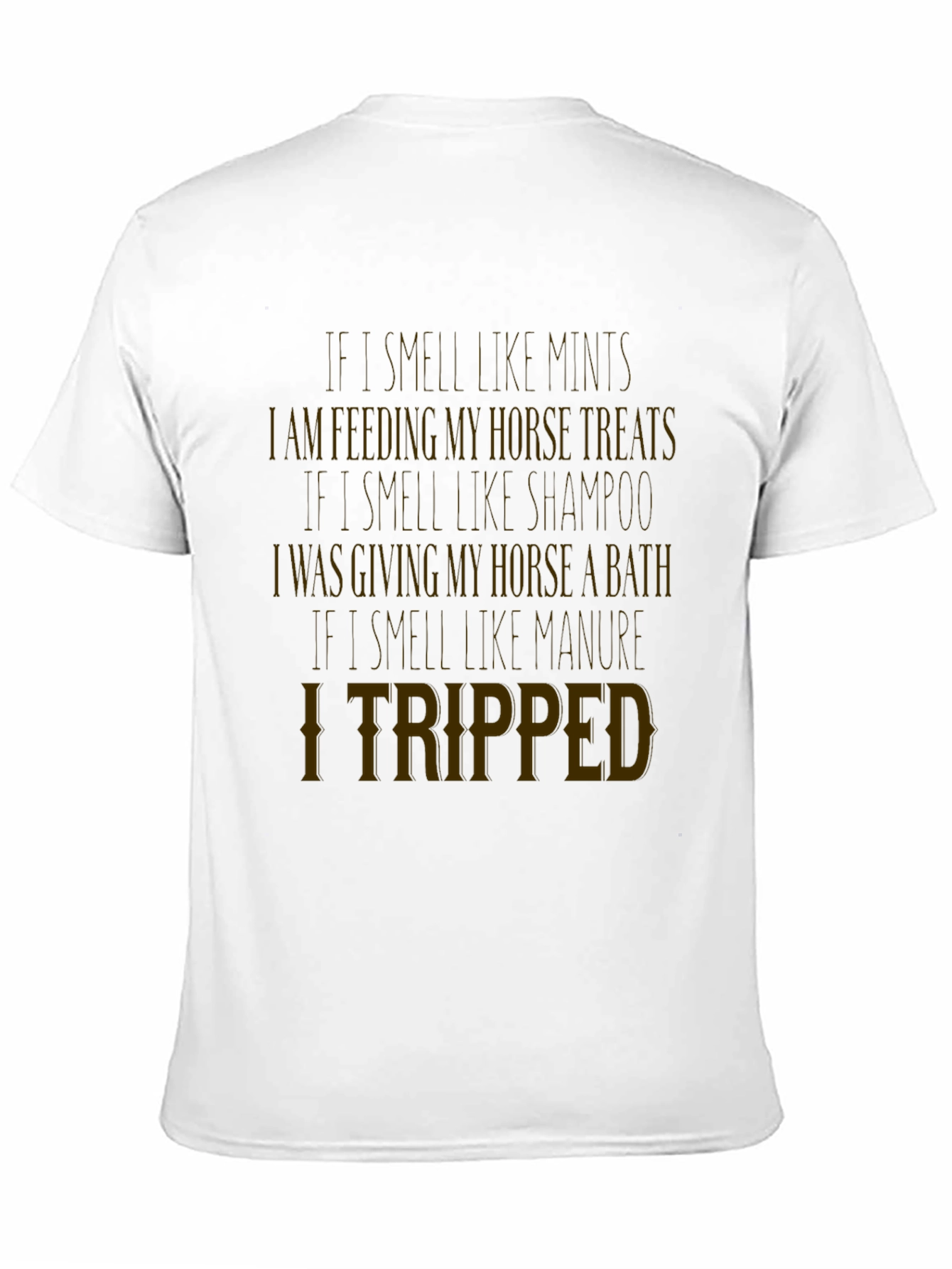 Black Funny Horse Lover T-Shirt: Tripped Manure Tee view 11