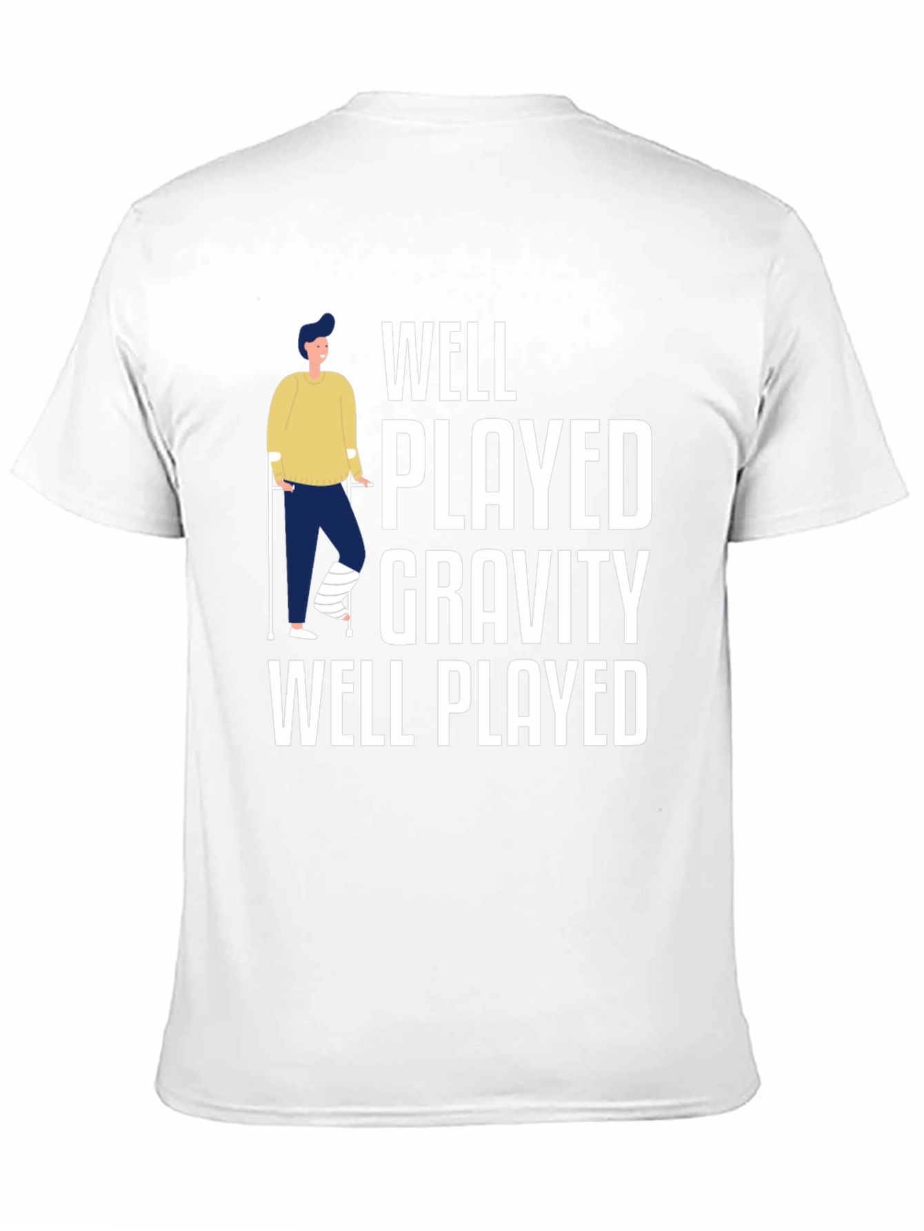 Black Well Played Gravity Funny Injury T-Shirt view 11